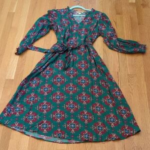 Boden Green Floral Dress Womens US size 12 EUC